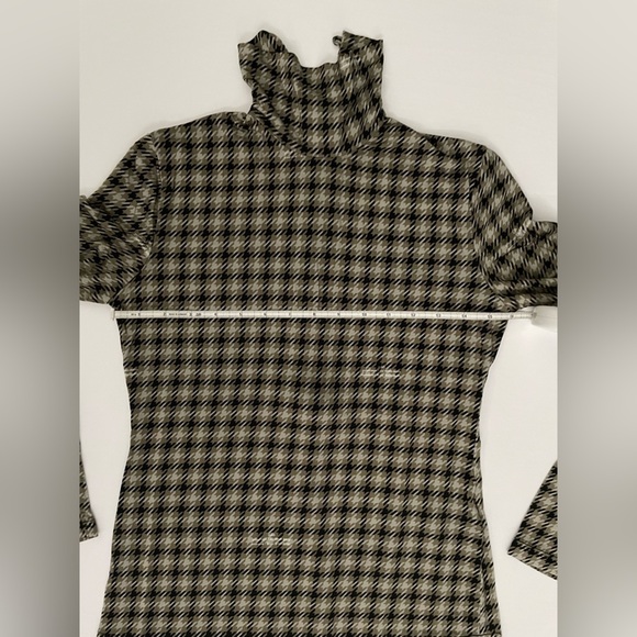 ROKH HOUNDSTOOTH TURTLENECK IN MULTI 2 4 stretch long sleeve zip back plaid - Picture 9 of 15